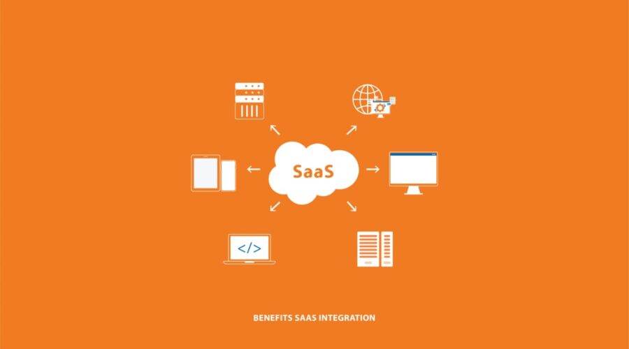 Illustration showing the various benefits of SaaS integration for businesses