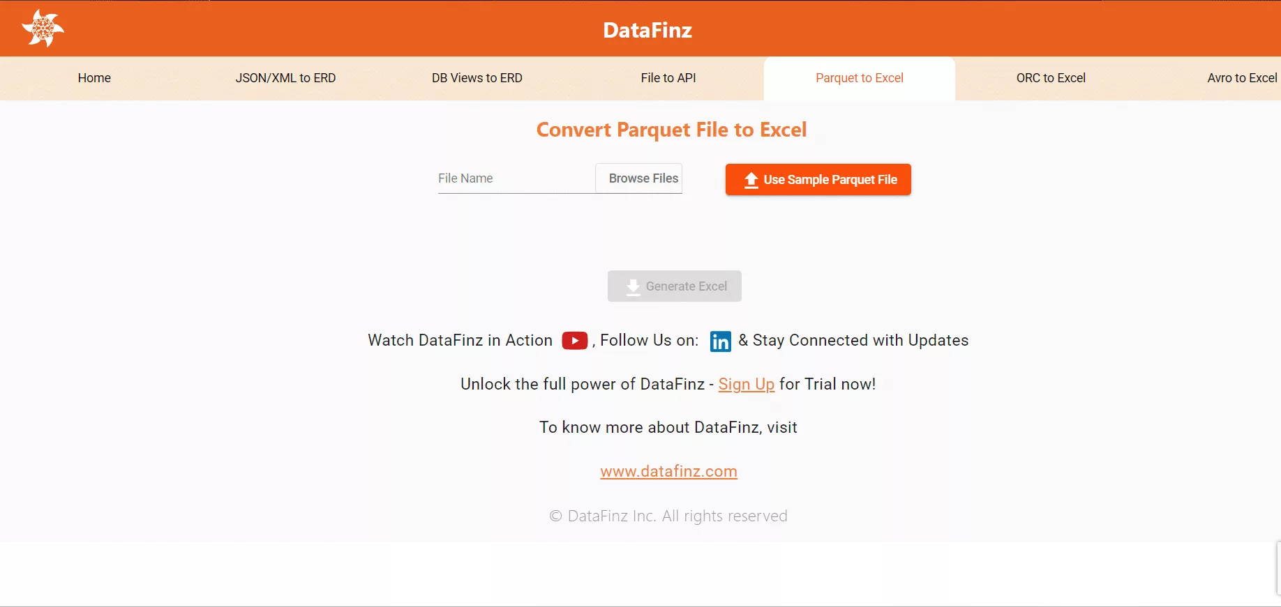 Parquet to Excel Conversion - Step 1: Upload Your Parquet File