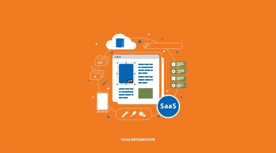Diagram showing SaaS integration process for optimizing business efficiency