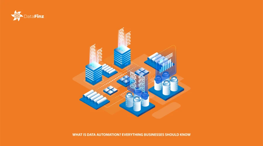 Illustration of data automation process streamlining business operations with AI and machine learning